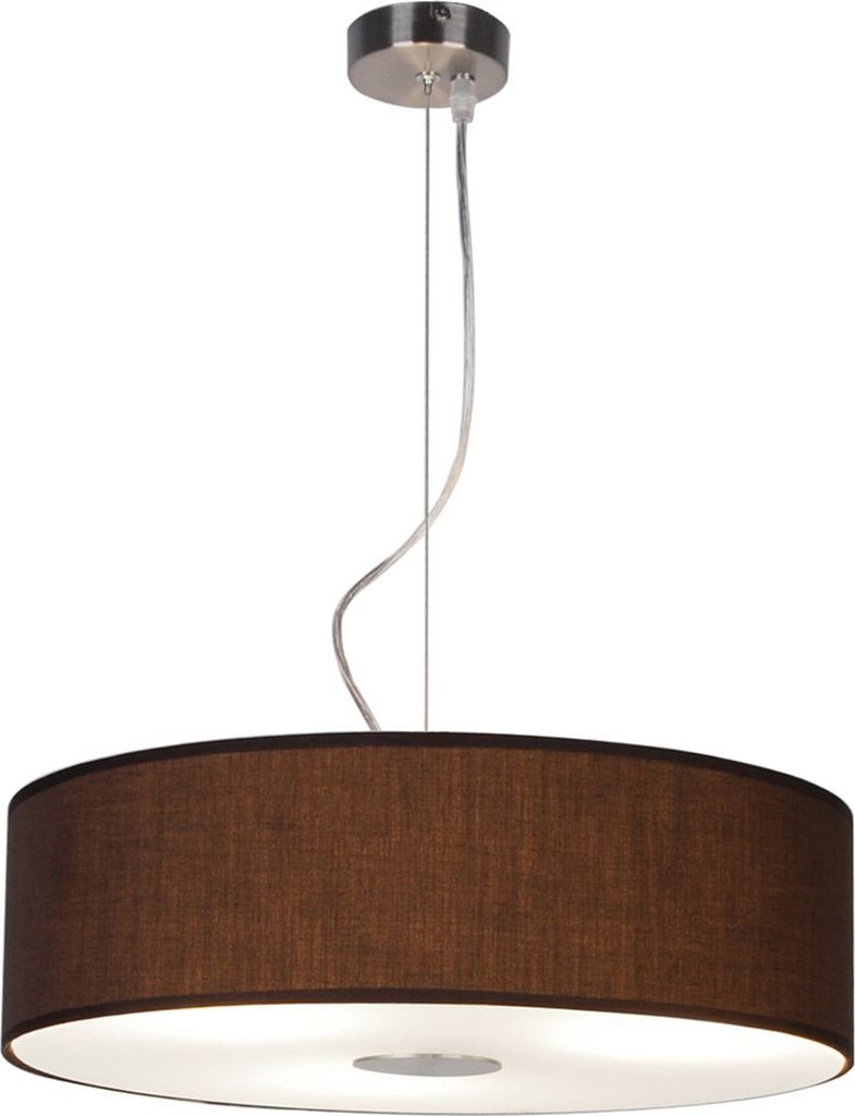 Pendelleuchte, Stahl, Textil braun, Glas, D 45 cm Produktbild 