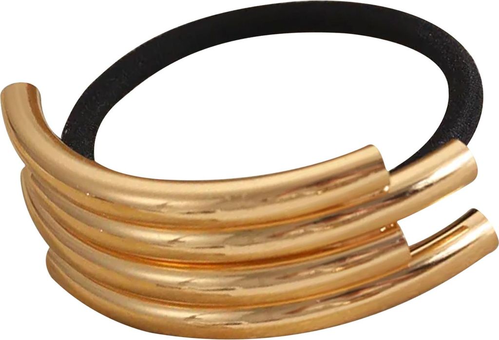 Haargummi mit Falten-Design – Goldene Eleganz