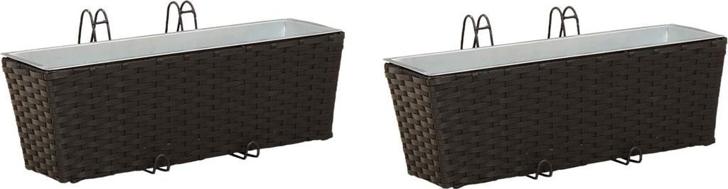 vidaXL Balkon 2 pcs Schwarz 50 x 17 x 17 cm Metall