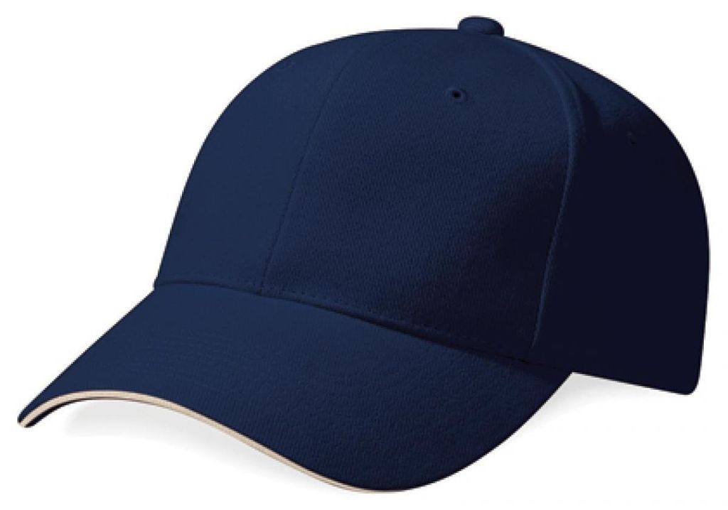 Beechfield B65 | Pro-Style Heavy Brushed Baumwolle Cap / Kappe / Mütze / Hut - Farbe: French Navy/Stone - Größe: One Size