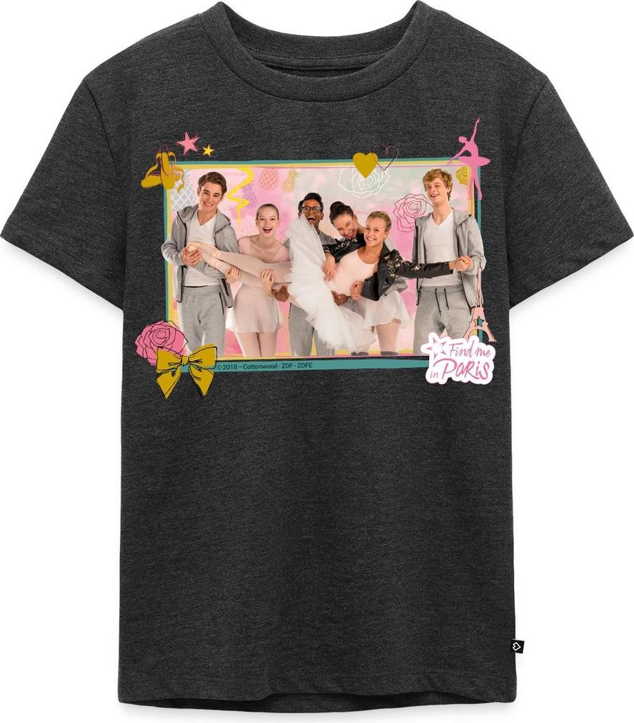 Spreadshirt Find me in Paris Charaktere Kinder Premium T-Shirt, 134/140 (8 Jahre), Anthrazit meliert