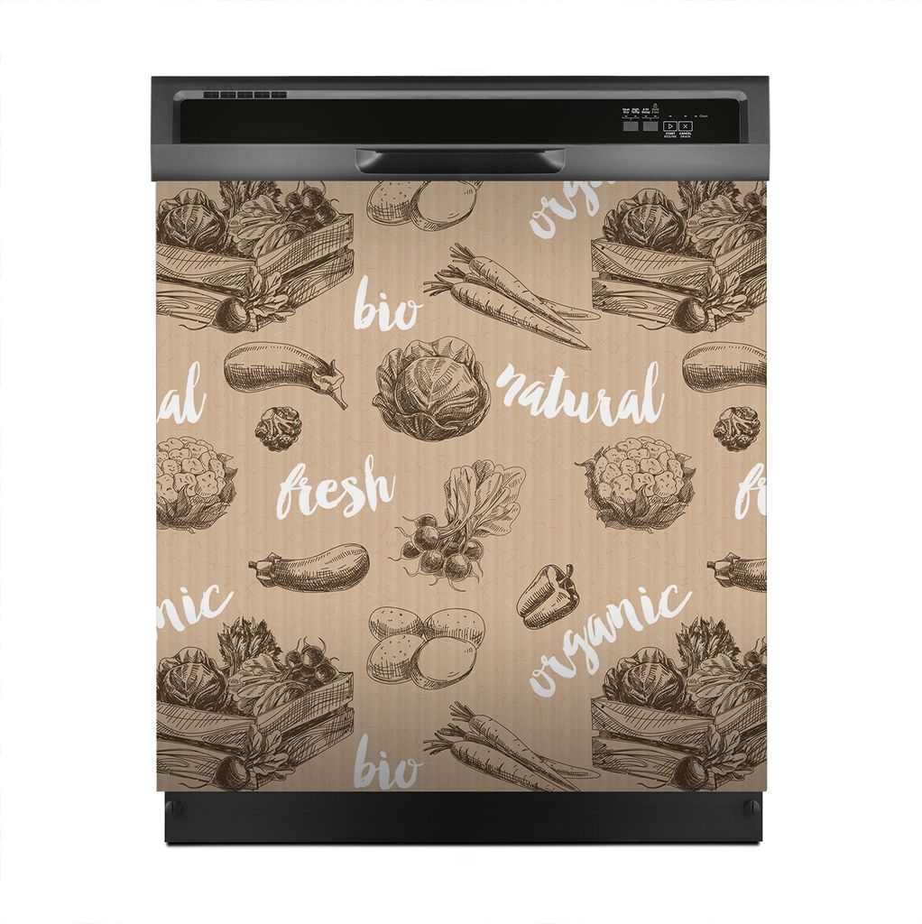 Magnete Dekorative 60x60 cm Küche Magnetmatte Spülmaschine - Gemüse retro Essen