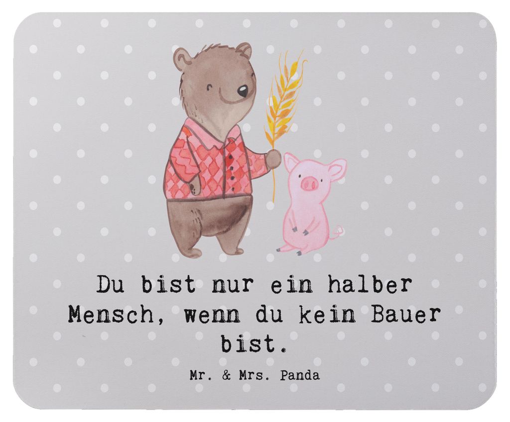 Mr. & Mrs. Panda Mouse Pad Bauer Herz - Grau Pastell - Geschenk, Mauspad, Farmer, Bauernhof, Witzig, Lustig, laptop mousepad, Spruch, pc mausunterl...