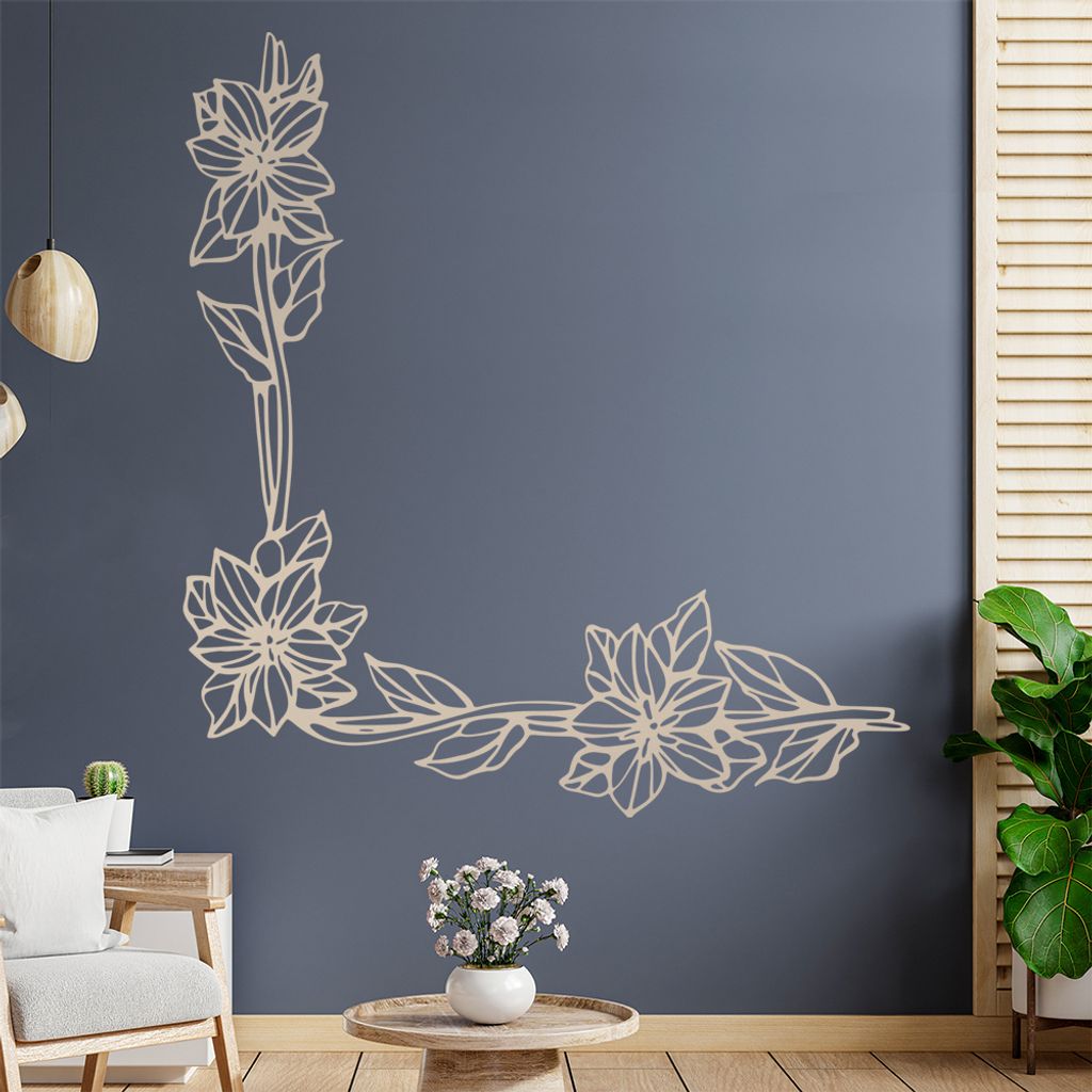 Blumen - Ranken Wandtattoo in 6 Größen - Wandaufkleber Wall Sticker - Dekoration, Küche, Wohnzimmer, Schlafzimmer, Badezimmer