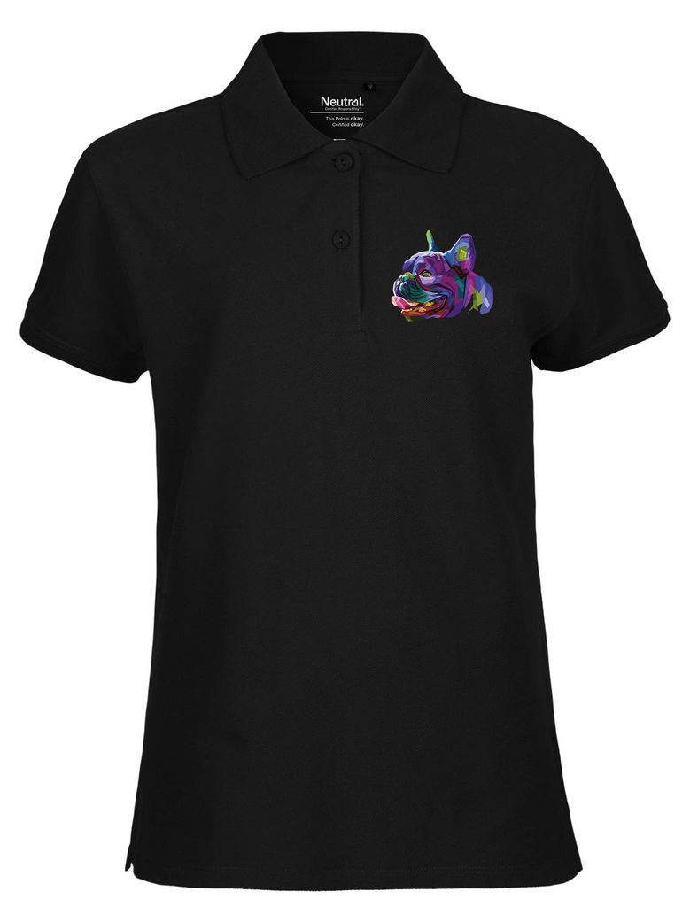 Huuraa Damen Polo Shirt Mops Colorful L Black Bio Baumwolle Fairtrade Poloshirt Geschenkidee