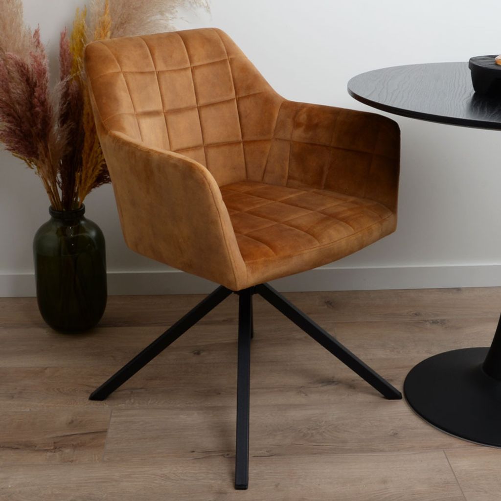 Milton & Oldbrook Samt Esszimmerstuhl Drehbar Malmo Luxe Orangebraun