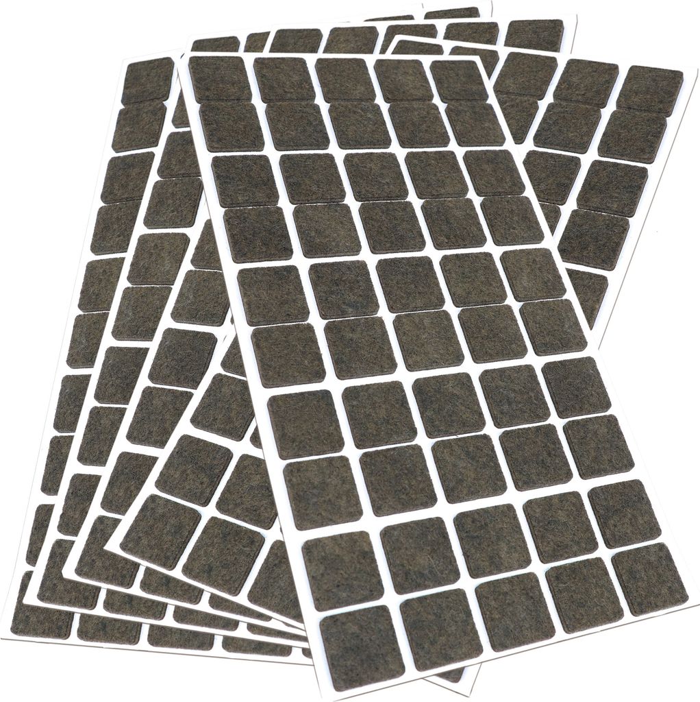Adsamm | 250 x selbstklebende Filzgleiter / Braun / 20x20 mm / quadratisch / Möbelgleiter aus Filz mit 3.5 mm Stärke