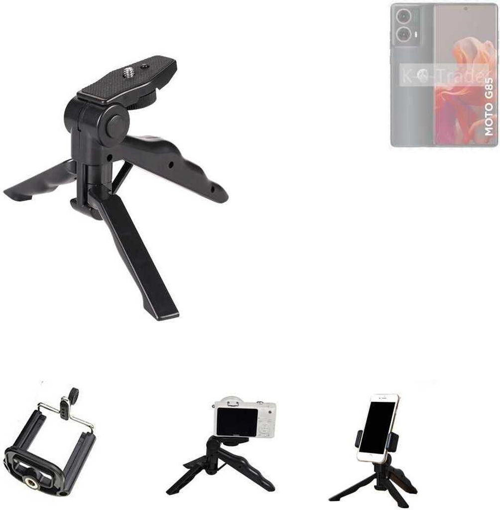 K-S-Trade Stativ Tisch-Ständer Dreibein Handy-Stativ Ständer kompatibel mit Motorola Moto G85 5G Mini-Stativ Smartphone Tripod Handy-Stativ aus