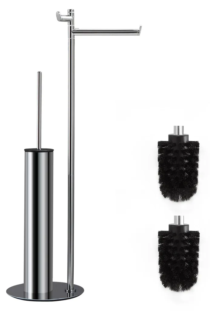 Porte-papier toilette stable et brosse WC inox contre la rouille