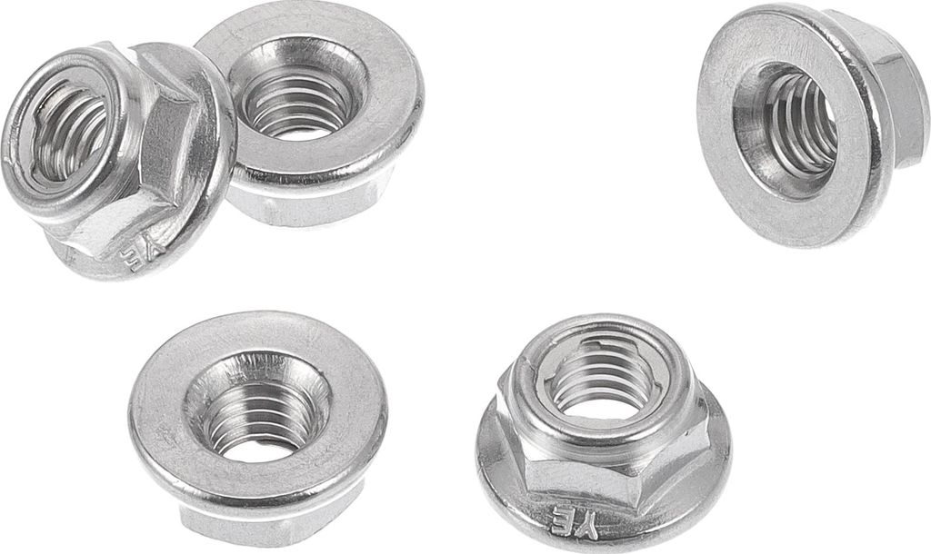5 Stk M6*1.0 Auto Flanschmuttern 304 Edelstahl Metall Gummiring Flache Sechskant Flanschmuttern Rutschfeste Flanschmuttern Mit Gummiring Für Auto ...