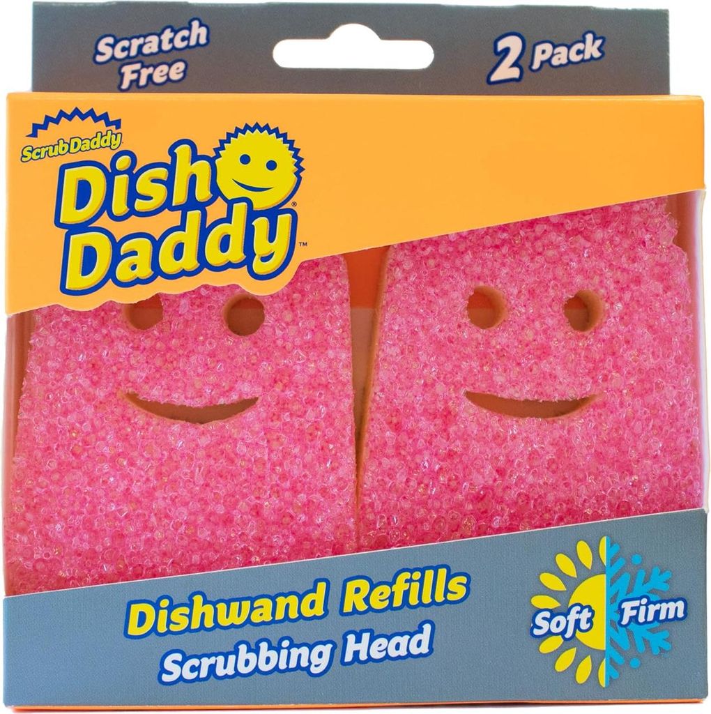 Scrub Daddy Spülstab-Schwamm-Ersatzköpfe, Seifenspender-Scheuerbürste, Texturwechsel-Spülbürste mit Flüssigkeitsspender, Bürsten mit Schaber...
