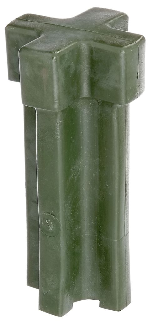 A green plastic tool for driving ground sleeves into the ground.