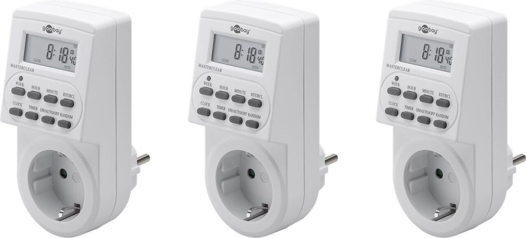 Goobay 55544 Digitale Zeitschaltuhr Steckdose IP20 Indoor 3 Stück weiß
