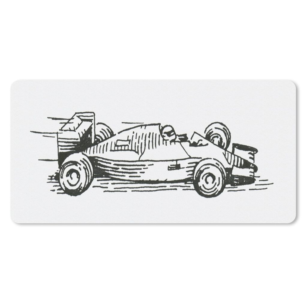 MuchoWow Schreibtischunterlage Eine schwarz-weiße Illustration des Formel-1-Rennwagens 80x40 cm - XXL Mauspad - Gaming Mauspad