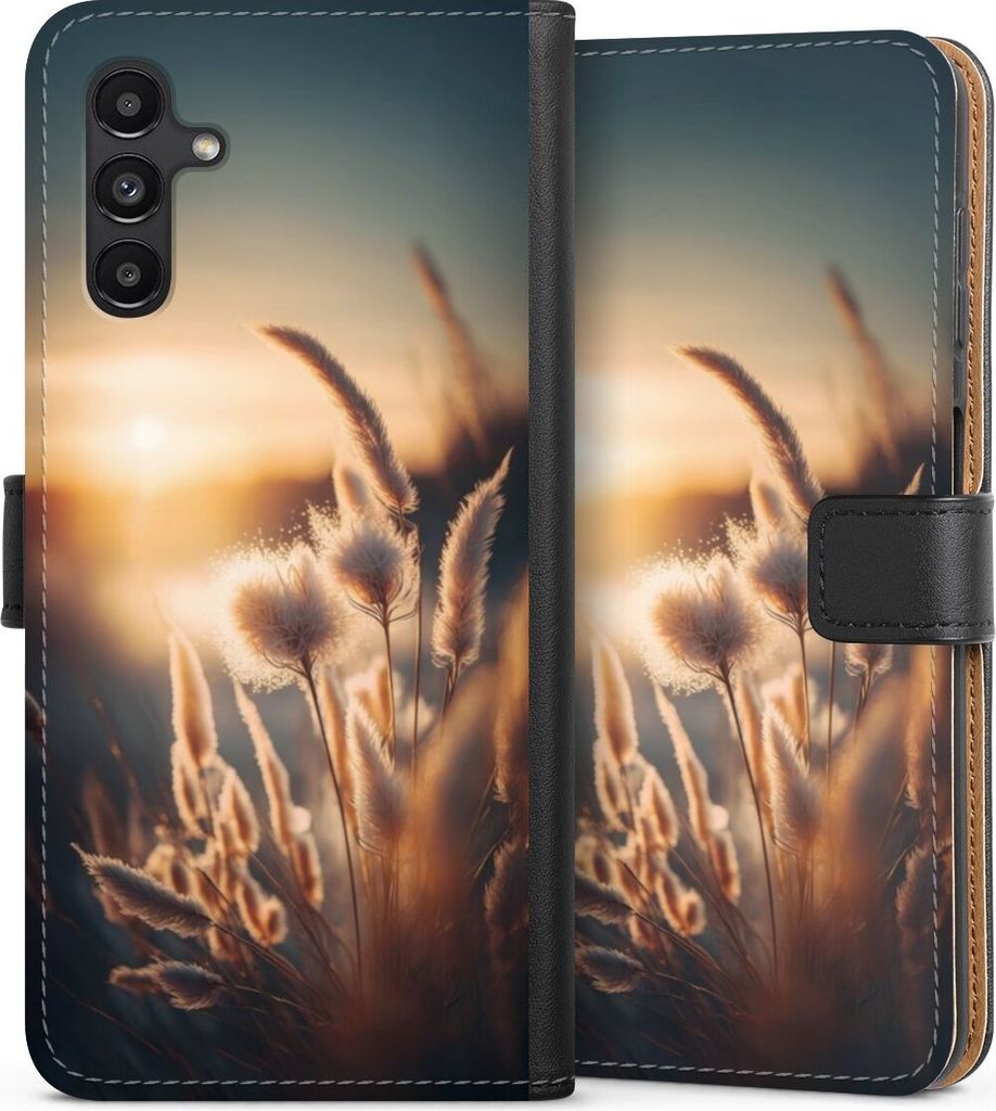 DeinDesign Klapphülle für Samsung Galaxy A13 5G Handytasche Lederhülle Tasche Natur Sonne Pampasgras