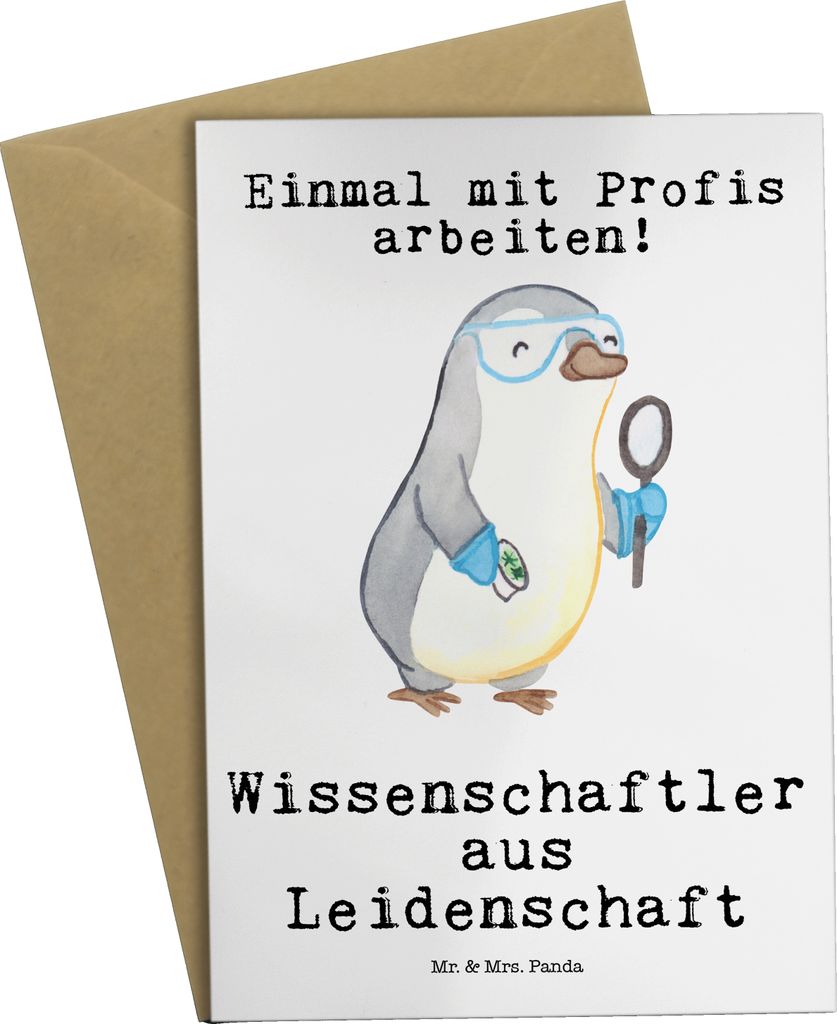 Mr. & Mrs. Panda Glückwunschkarte Wissenschaftler Leidenschaft - Weiß - Geschenk, Witzig, Universität, Spruch, Forschungseinrichtung, weihnachts...