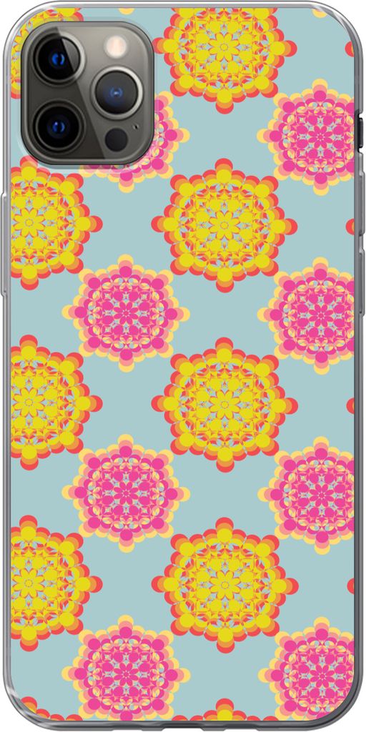 MuchoWow Handyhülle Schutzhülle Hülle für Telefoonhoesje iPhone 12 Pro Max Flower Power - Design - Hippie Silikon Softcase Handy Hülle - Har...