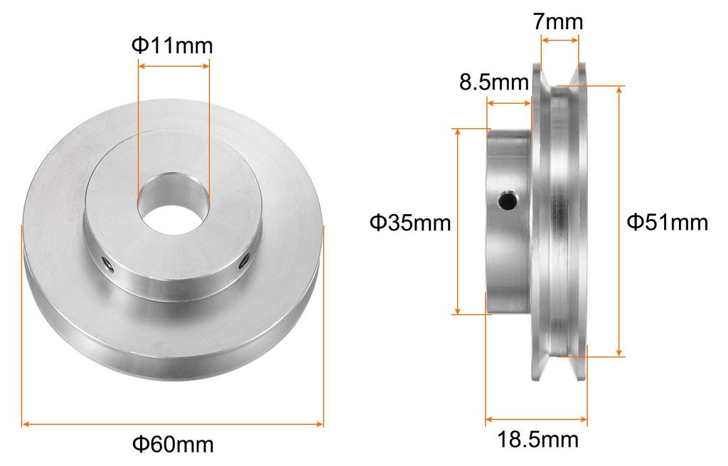 Einzelrillen Riemenscheibe Keilriemenscheibe 11mm feste Bohrung 60mm Au?endurchmesser Aluminiumlegierung mit Sechskantschlš¹ssel fš¹r Bohrmasch...