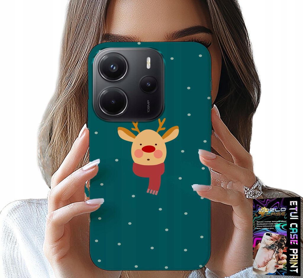 Fall Für Xiaomi Note 14 4G - Rentier Auf Grünem Hintergrund Weihnachten Designs