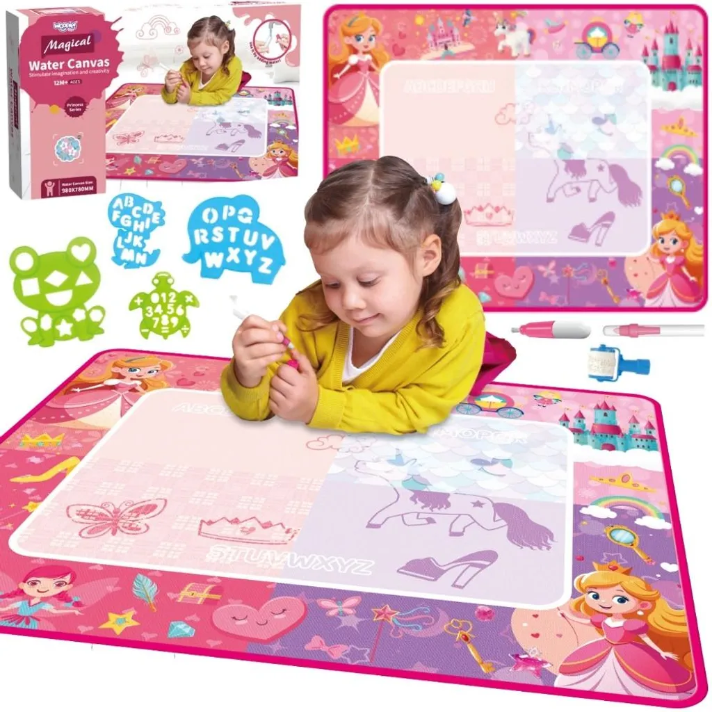 Tapis de dessin magique à l'eau WOOPIE rose grand format XXL pour enfant
