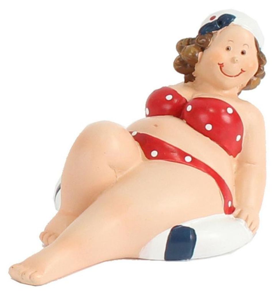 Home decoration figurine dicke dame liegend - rote badeanzug - 10 cm