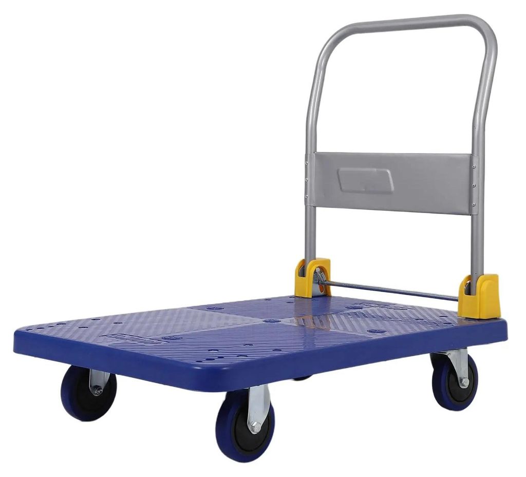 Transportwagen - Klappbarer Plattformwagen - Schwerlast 600 kg Tragkraft - Ladefläche 102×61 cm - Räder 12,7 cm - Blau