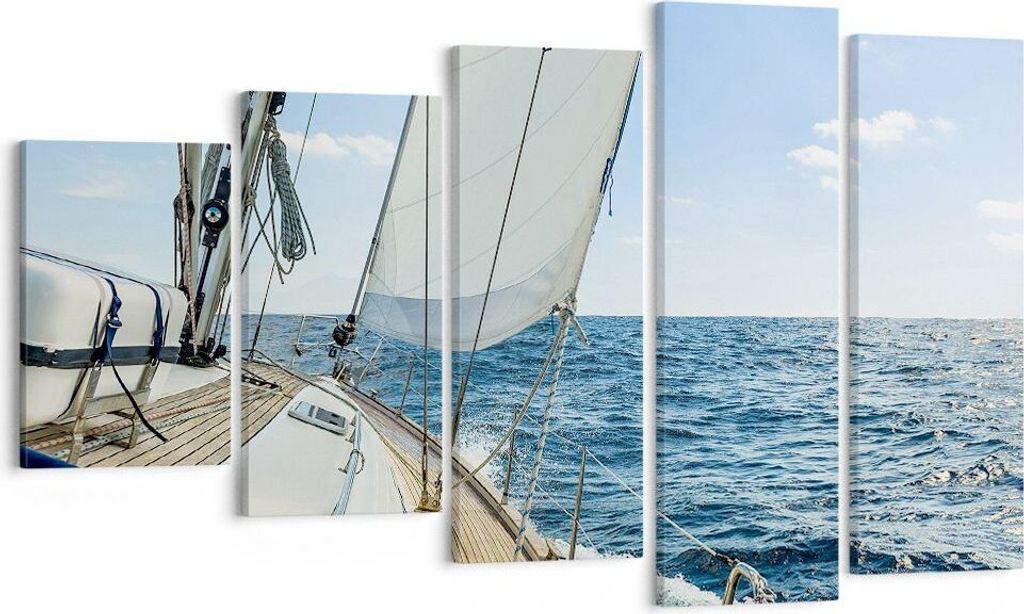 Bild auf Leinwand - Leinwandbild - Meer Kreuzfahrt Segel - 100x60cm - Wand Bild - Wanddeko - Leinwanddruck - Bilder - Kunstdruck - Wanddekoration -...