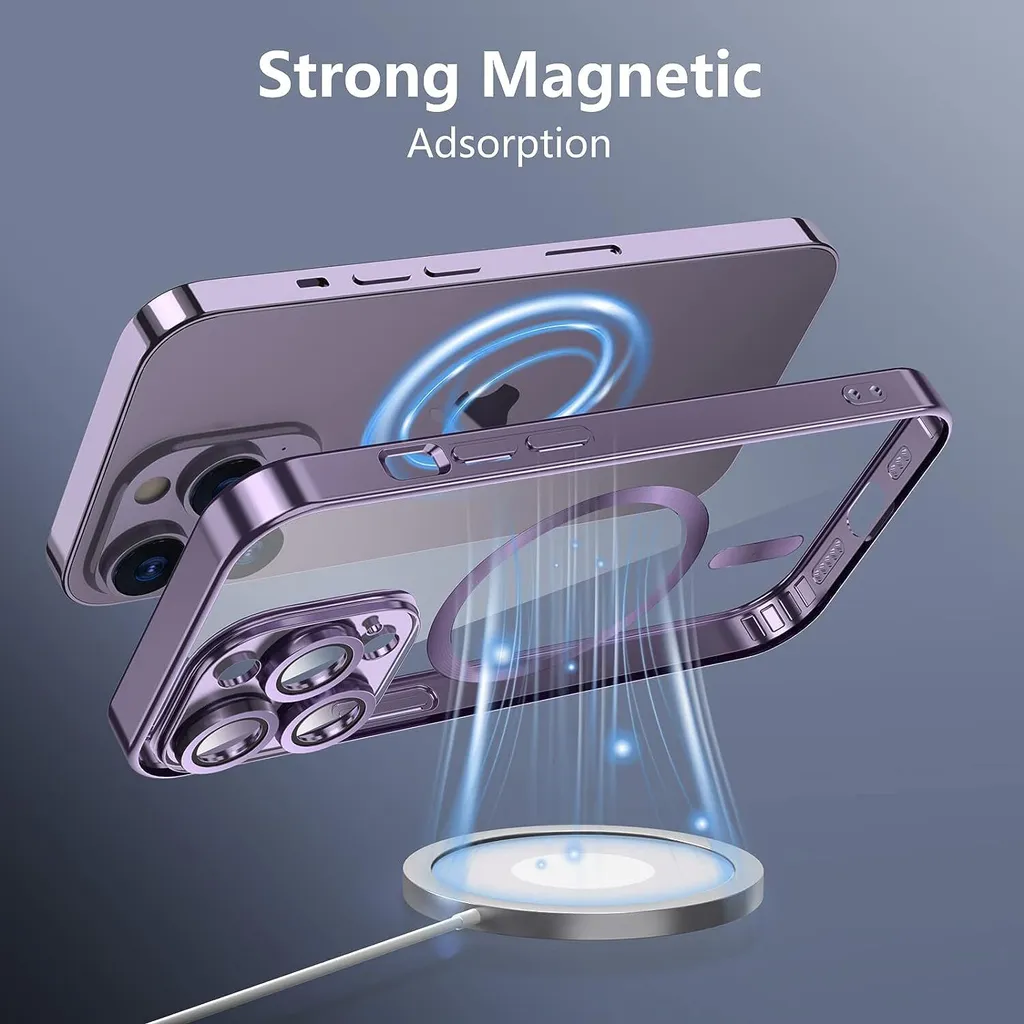 YUANDMI Cover Magnetica per iPhone 12 Pro Compatibile con MagSafe, Custodia Per iPhone 12 Pro Traslucida Opaca Case Ultra-Sottile Silicone Anti-Scivolo Resistente ai Graffi, Viola Scuro