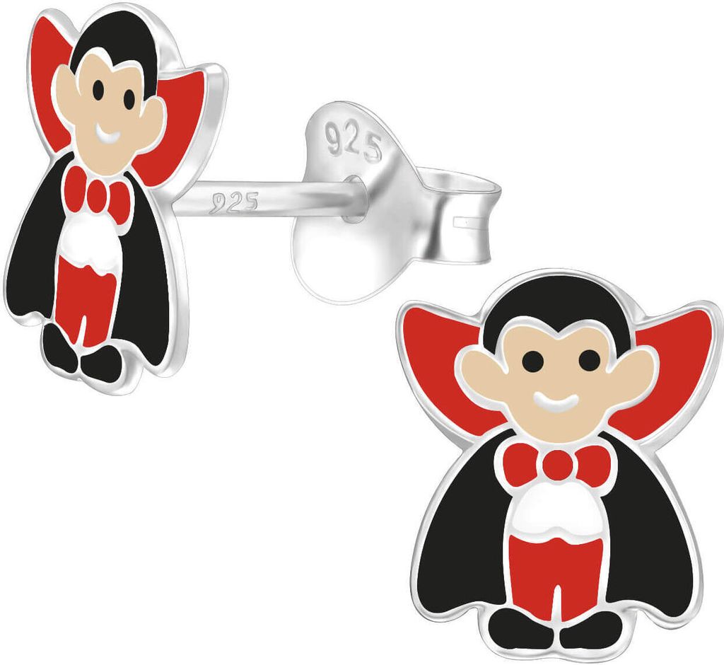Dracula Ohrringe Ohrstecker 925 Sterling Silber mit Vampir