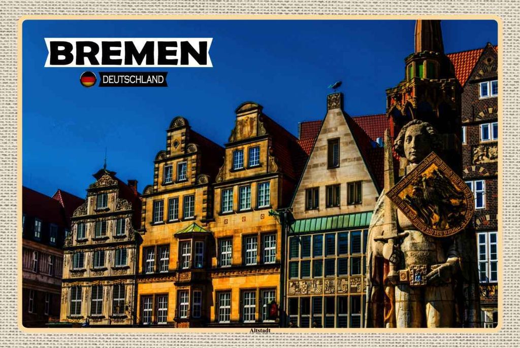 vianmo Holzschild 20x30 cm Bremen Deutschland Altstadt Bildmotiv Reisemotiv Abenteuer Reisen