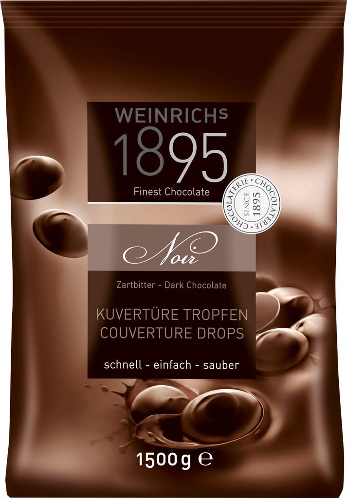 Weinrichs Backdeko ciemna czekolada drops couverture 1500g Zdjęcie produktu 
