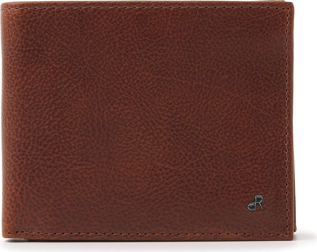 dR Amsterdam Billfold Herren-Geldbörse aus Leder mit RFID | 8 Kartenfächer, Geldschein- & Münzfach mit Druckknopf | Milan - 28524 Cognac