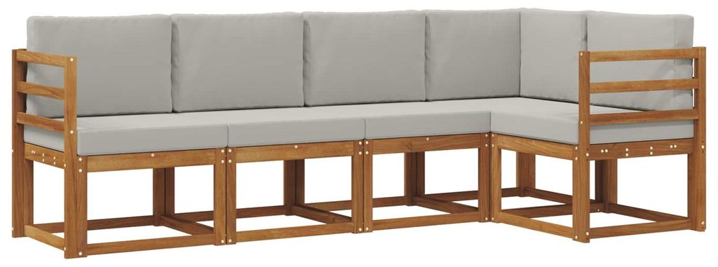 vidaXL Outdoor-Sofagarnitur mit Kissen 5 pcs Natürlich und Hellgrau
