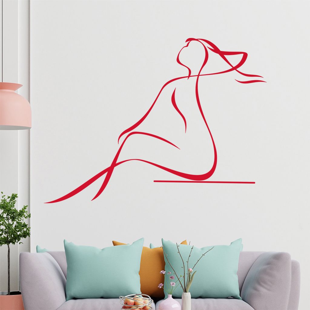 Frau sitzend Wandtattoo in 6 Größen - Wandaufkleber Wall Sticker - Dekoration, Küche, Wohnzimmer, Schlafzimmer, Badezimmer