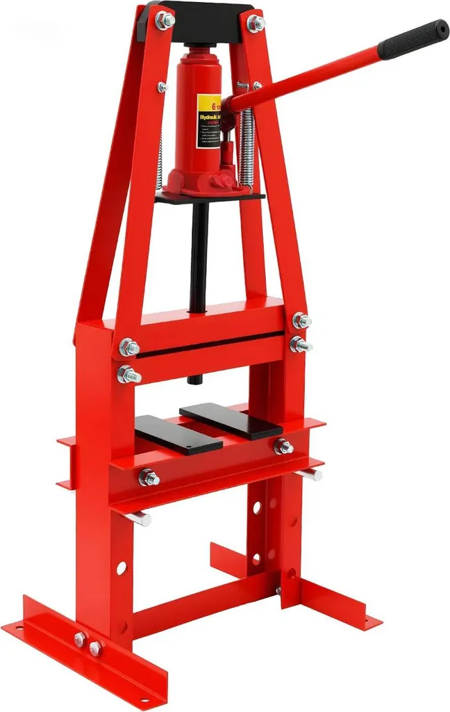 Presse hydraulique d'atelier pour roulements et silentblocs - 6t Rouge