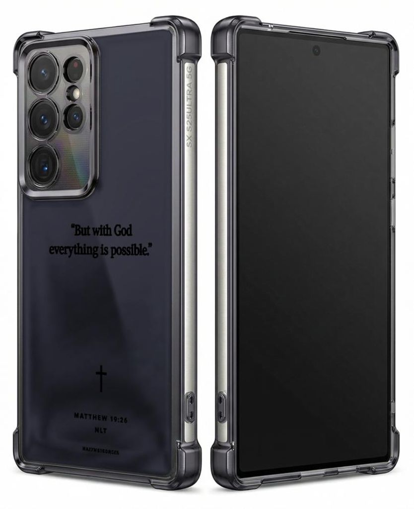Personalisierte Hülle mit Bild für Samsung Galaxy S24+ Elektroplattiert TPU Stoßdämpfer Handyhülle mit Aber mit Gott ist alles möglich.