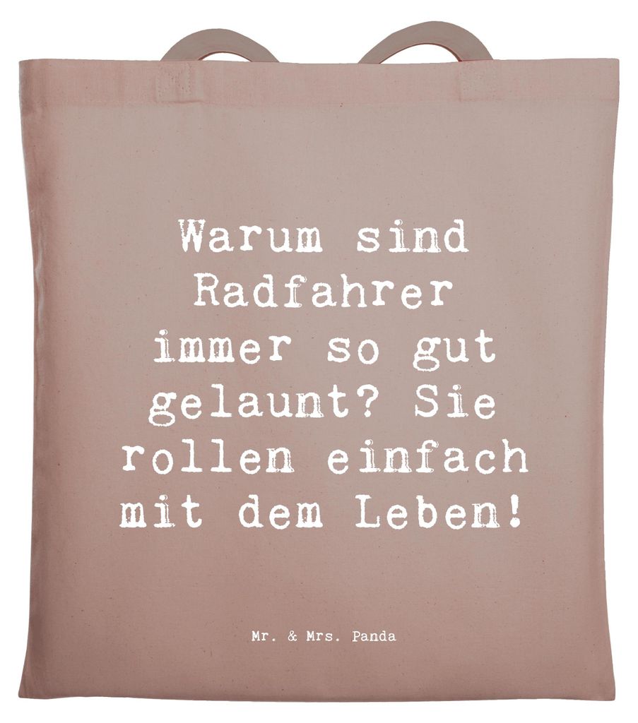 Mr. & Mrs. Panda Jutebeutel Spruch Radsport Glück - Braun Pastell - Geschenk, Schultasche, festivaltasche, Sport, Leidenschaft, Einkaufstasche, Sp...