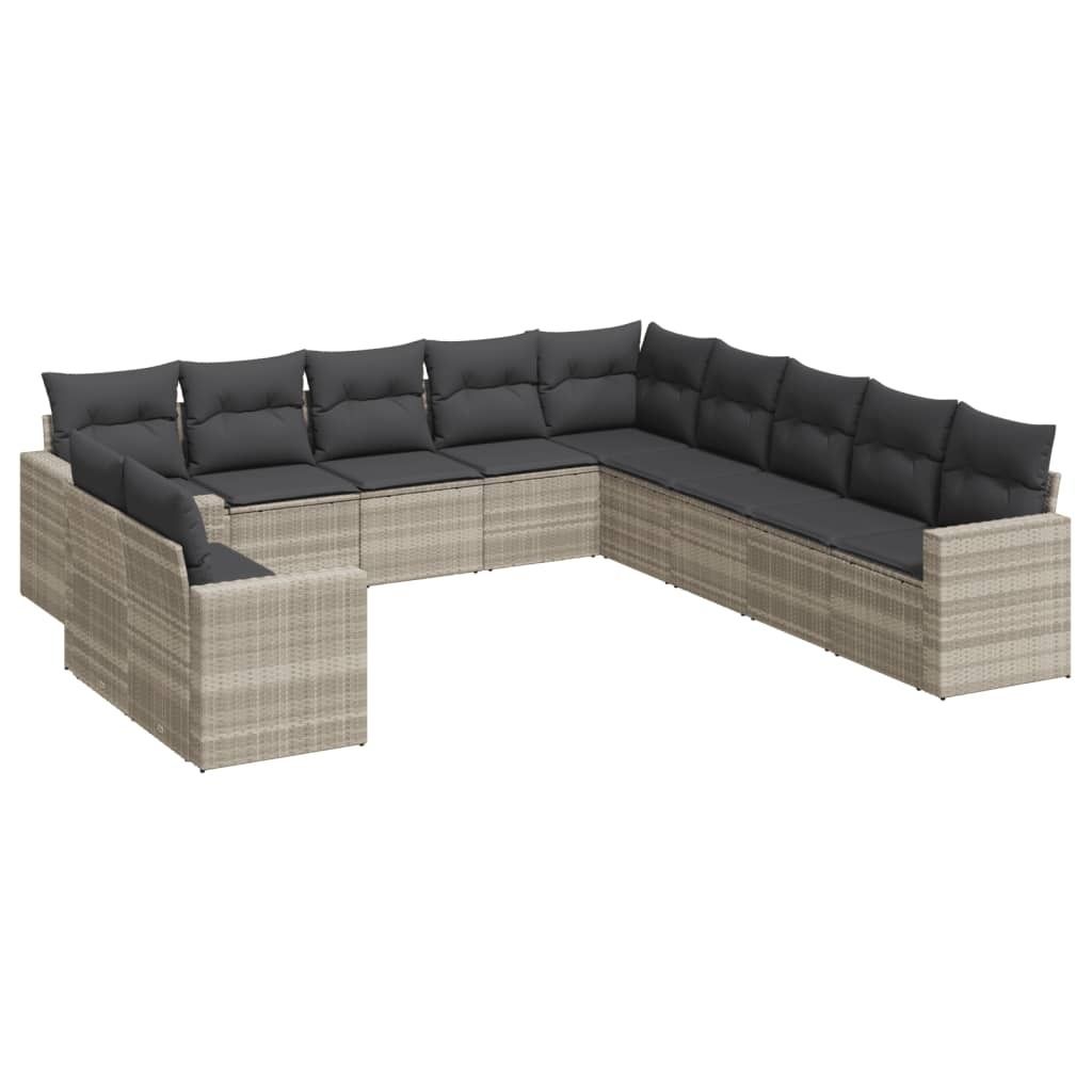 "2026 MODERNE" 11-tlg. Garten-Lounge-Set - elegantes Design - Sitzgruppe/Gartengarnitur - mit Kissen Hellgrau Poly Rattan - Terassenmöbel NeuMöbe...