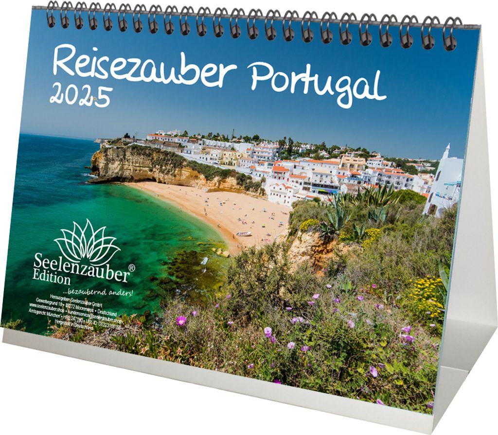 Reisezauber Portugal DIN A5 Tischkalender für 2025 Lissabon Urlaub Strand Meer Reise - Seelenzauber