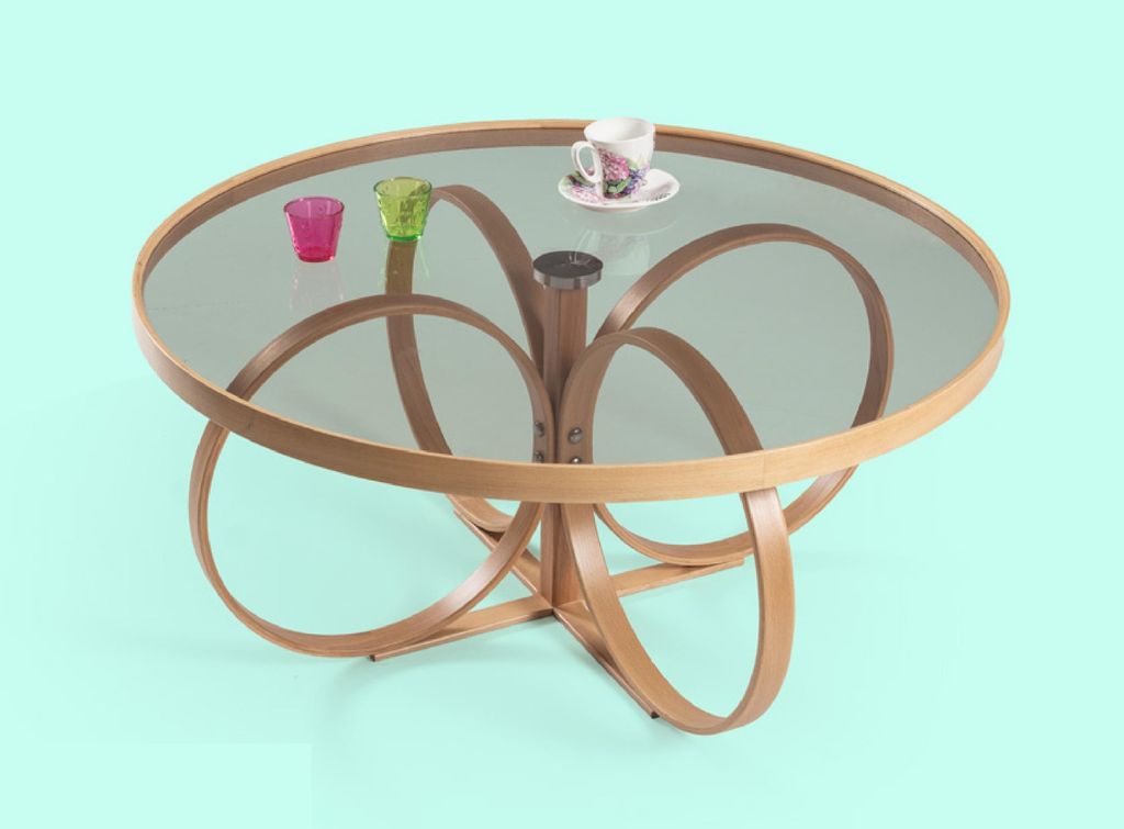 Hochwertiger Runder Couchtisch Designer Rundtisch Wohnzimmer Holz Möbel
