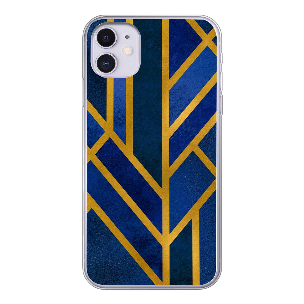 MuchoWow Handyhülle Schutzhülle Hülle für iPhone 11 Gold - Blau - Luxus Silikon Softcase Handy Hülle - Handytasche
