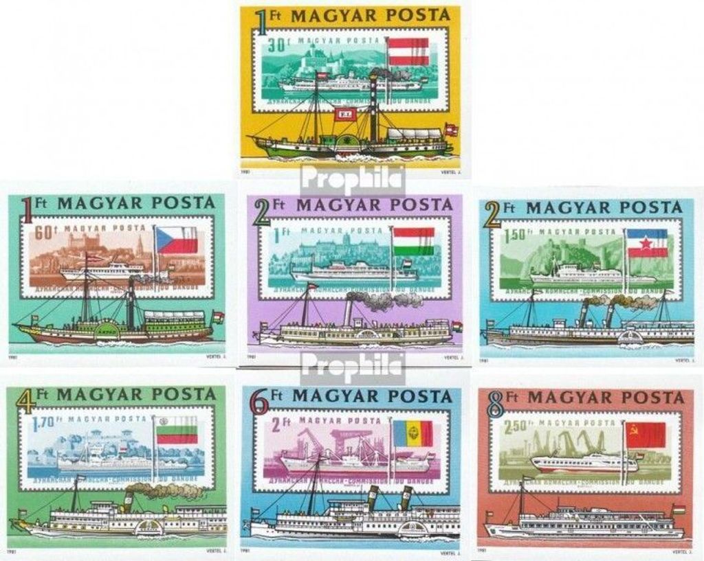 Briefmarken Ungarn 1981 Mi 3514B-3520B (kompl.Ausg.) gestempelt Europäische Donaukomission