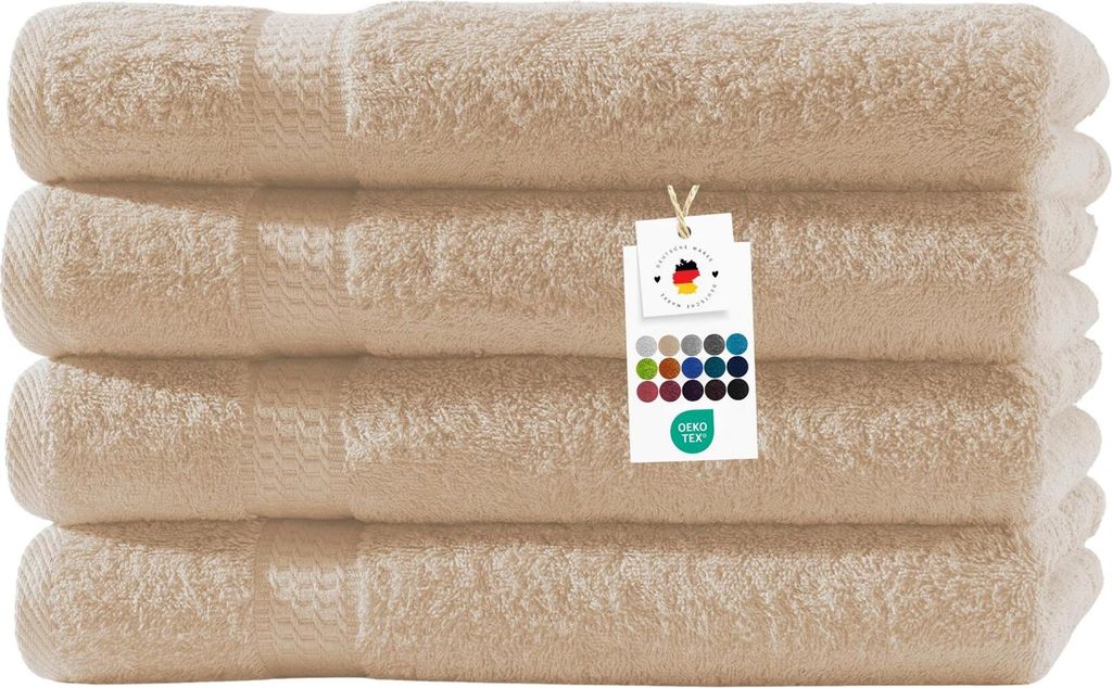 Duschtücher 70x140 cm aus 100% Baumwolle im 4er Set, Frottier Handtücher Set 500g/m2