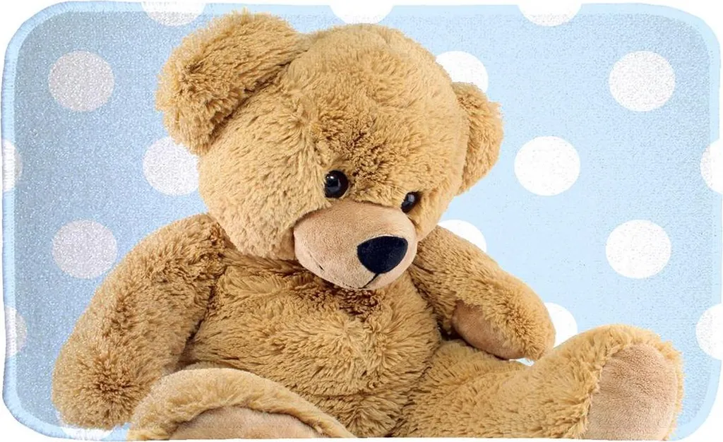 Tapis enfant ultra doux motif animalier TED en fibres hypoallergéniques
