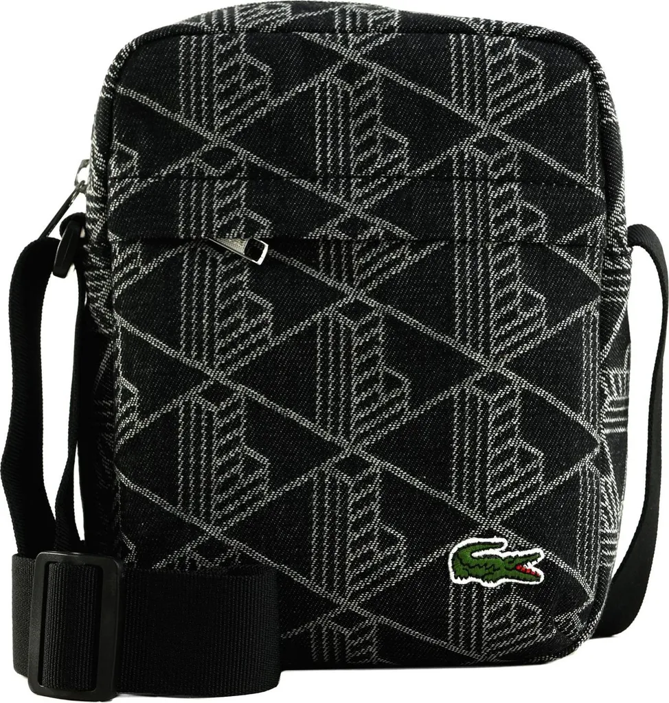 Borsa Lacoste Mono Jacquard Denim Noir - Vertical Camera Bag Uomo