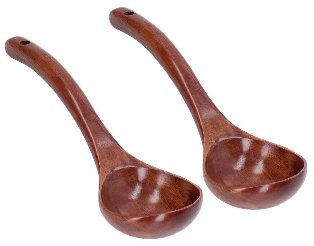 2 Stück Holzlöffel, Holzschaufel, Schöpfkelle, langer Griff, Set für Brei, Kaffee, Dessert, 8 cm Breite