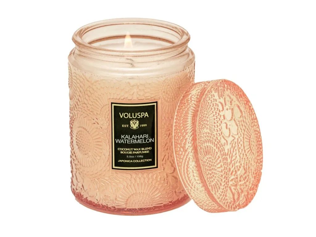Bougie Parfumée Pastèque du Kalahari Voluspa 156g en Verre Décoré
