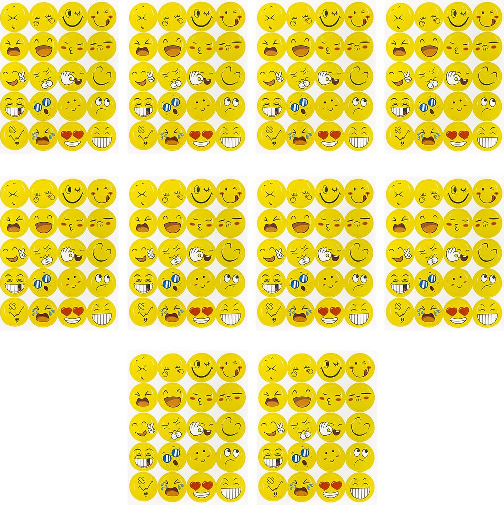 Oblique Unique 200 Smiley Sticker Set Aufkleber Mix Produktbild 