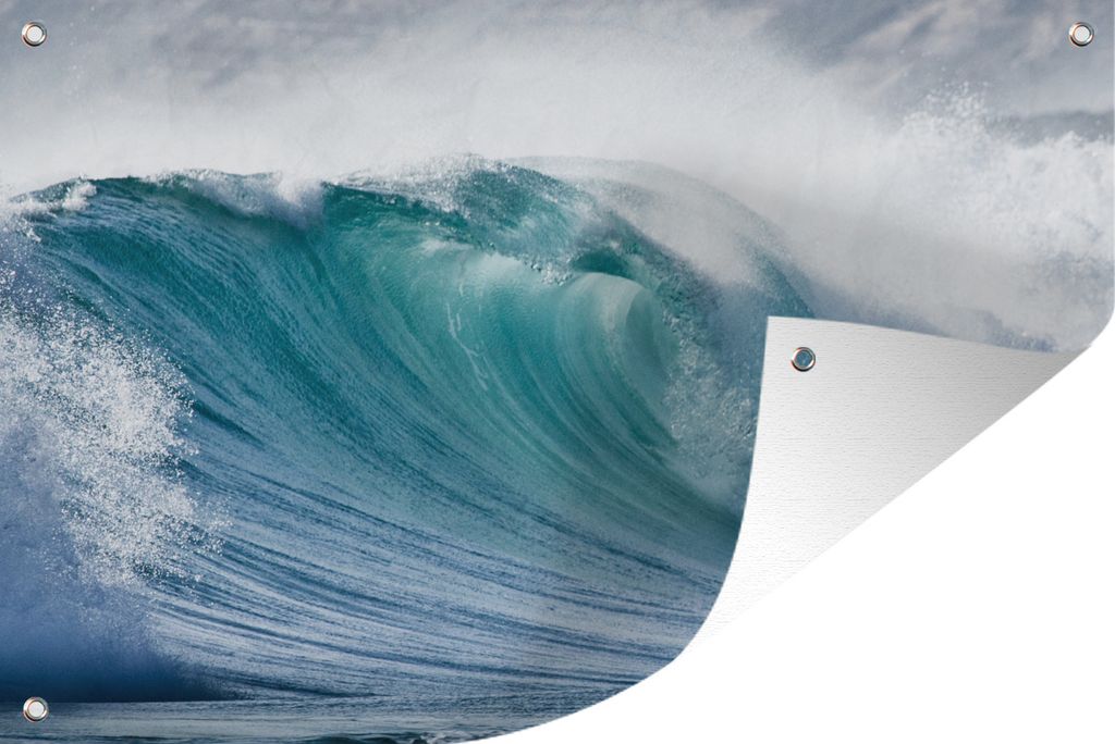 MuchoWow 120x80 cm Outdoor-Poster Gartendeko Sichtschutz Garten Poster für den Garten Eine große Meereswelle bricht vor der Küste Südaustral...