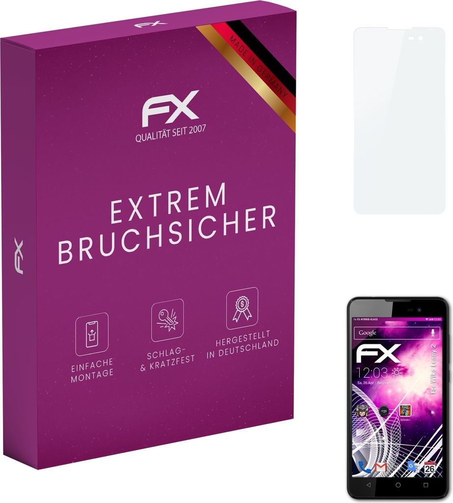 atFoliX FX-Hybrid-Glass Displayfolie kompatibel mit Wiko Lenny 2 Glasfolie
